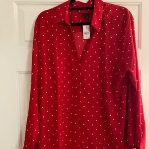 Ann Taylor polka dot button up shirt